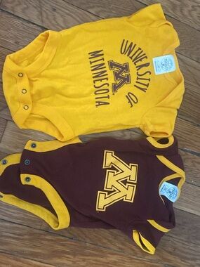 University of Minnesota Baby Onesies - Gold & Maroon 0-3M